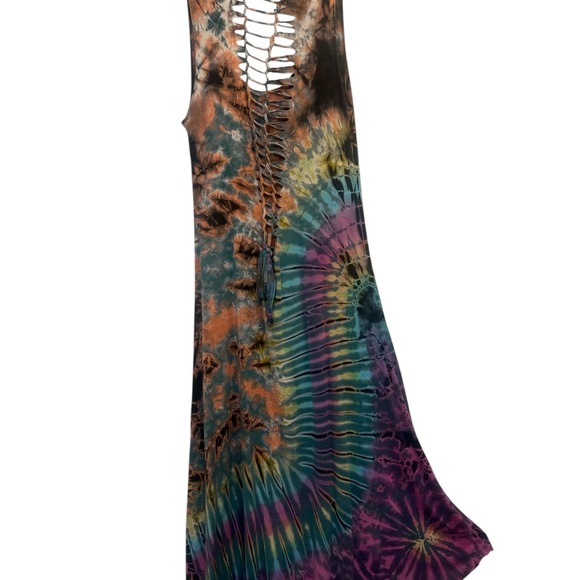 Multicolor Tie-Dye Lattice-back Dress - Picture 2 of 4